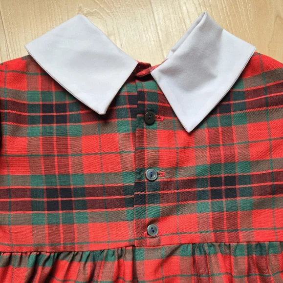 Vintage 1980s Polly Flinders red/green plaid holiday Christmas dress